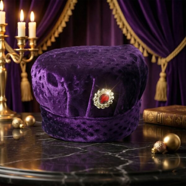 Velvet Boys Cap – Elegant Festive Headwear with Stone Brooch