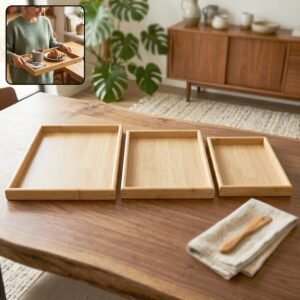 Wooden Finish Multipurpose Serving Tray Set – Stylish & Durable
