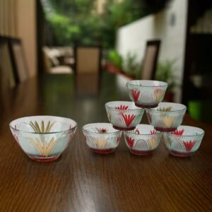 Glass Dessert Bowl Set – 7 Pc Rose Design | Serve Stellar