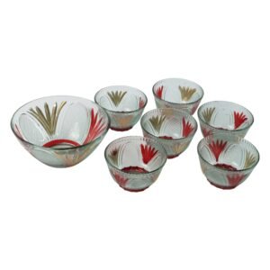 Glass Dessert Bowl Set – 7 Pc Rose Design | Serve Stellar