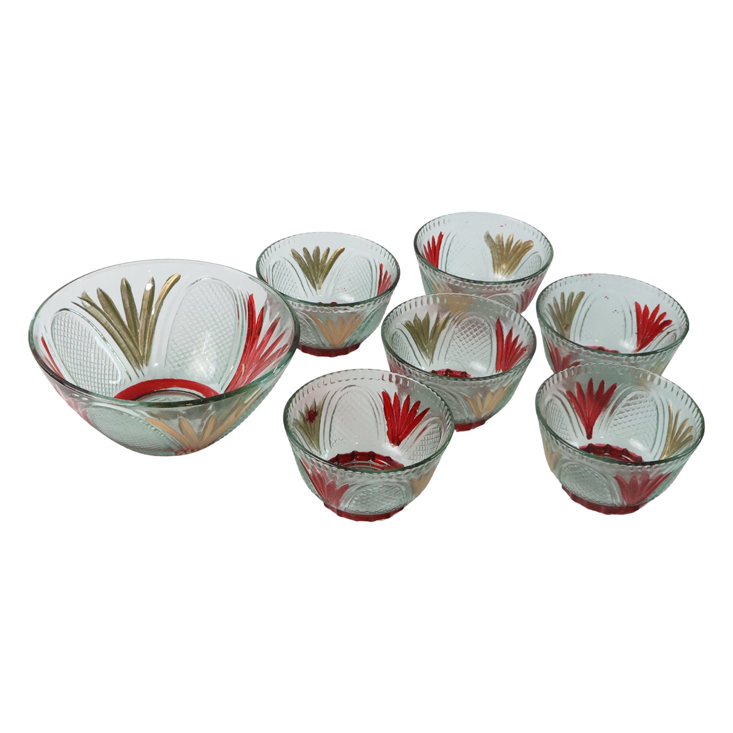 Glass Dessert Bowl Set – 7 Pc Rose Design | Serve Stellar