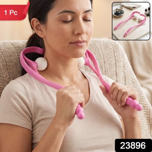 sku_02ac701f-5c4e-41f3-8407-56305f62d822.jpg Manual Pink Neck Shoulder Massager with Spiky Ball for Pain Relief (1 Pc)