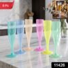 Reusable Plastic Champagne Flutes Wine Glasses Set Assorted Colours (6 Pc Set)