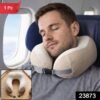 sku_04dbf363-a738-4002-b625-d398bec937d4 U Shaped Memory Foam Travel Neck Pillow Beige with Buckle Strap (1 Pc)