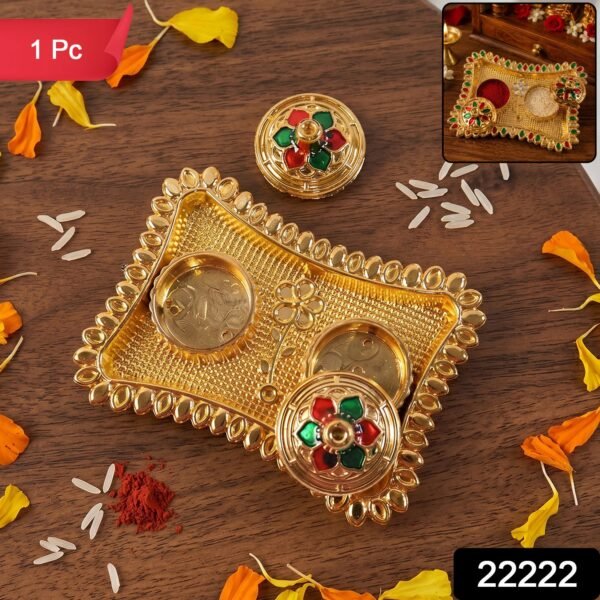 Kumkum Holder – Elegant Meenakari Floral Design for Pooja