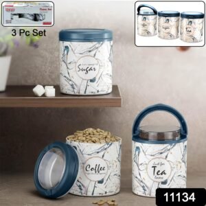 Plastic Tea Coffee Sugar Storage Set – Airtight & Stylish 3 Pc