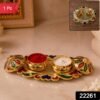 sku_12d0efaa-fd4c-4429-8de7-030edb9674bc Decorative Kankavati Kumkum Holder, Golden Enamel Pooja Thali with Bowls (1 Pc)