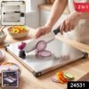 Stainless Steel 2 in 1 Cut and Chop Board with Knife and Sharpener...