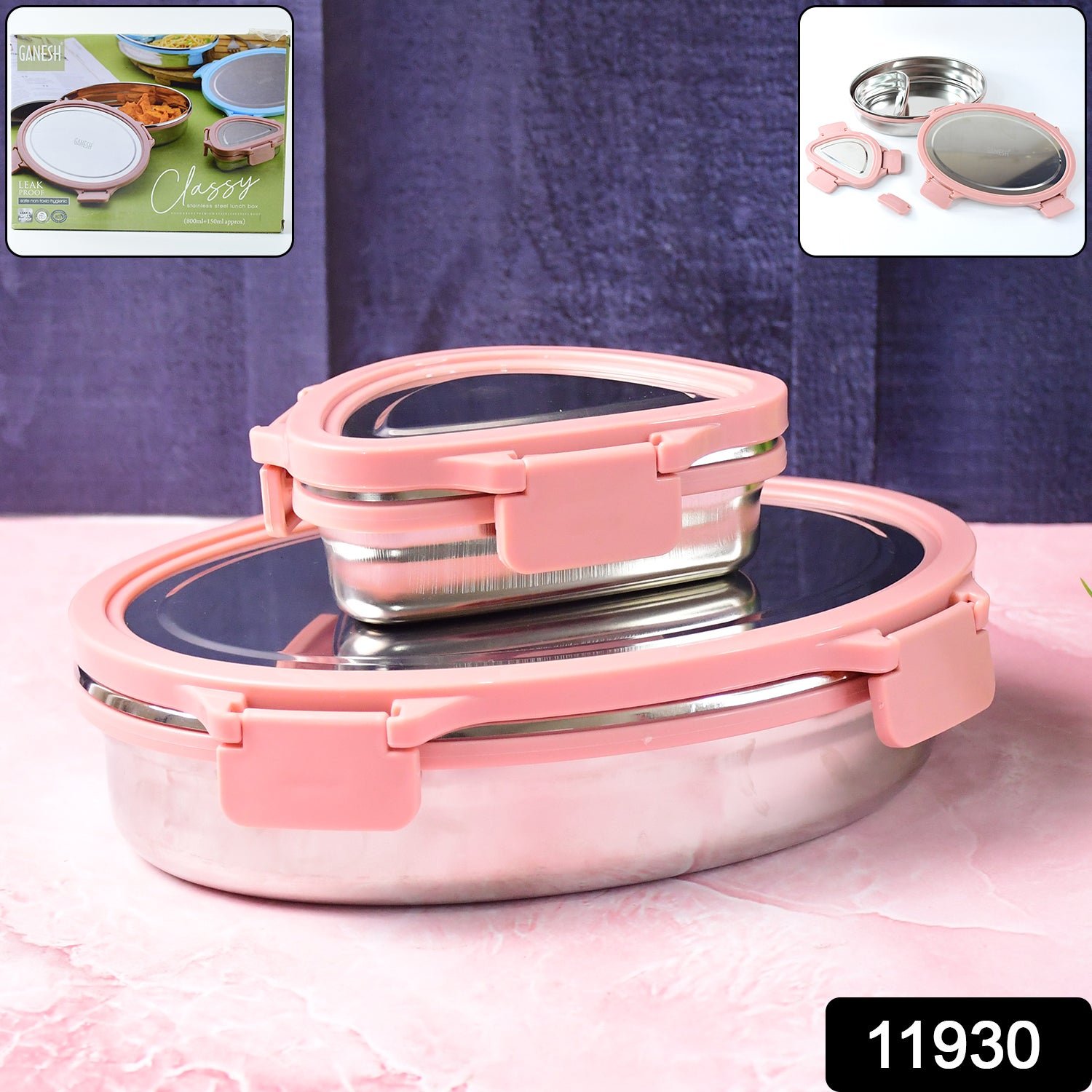 Stainless Steel Lunch Box Set – Leakproof & Durable 2-Piece