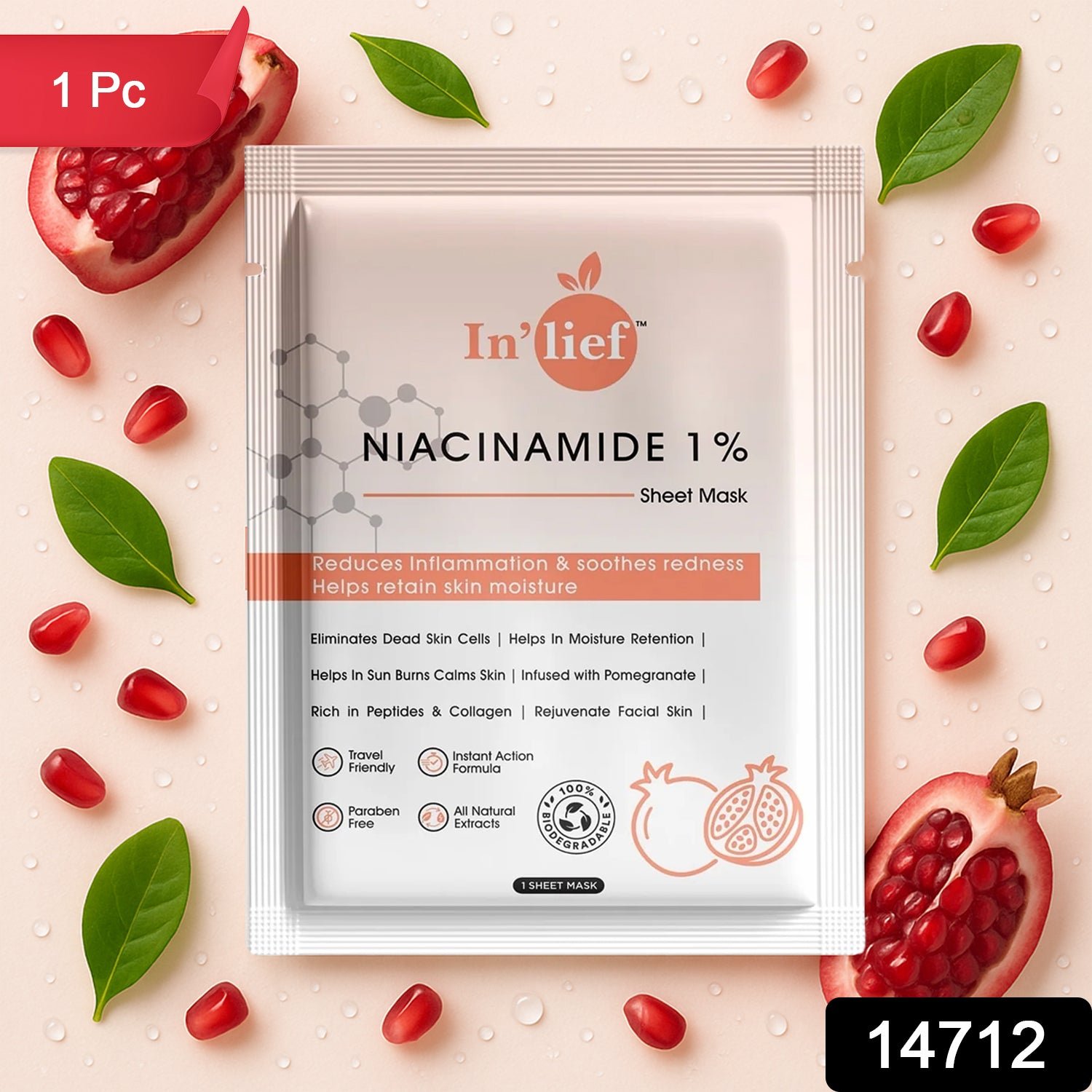 Niacinamide 1% Hydrating Facial Sheet Mask – Soothes & Calms Skin