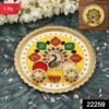 Big Decorative Pooja Thali, Golden Meenakari Puja Plate with Kumkum Bowls (1 Pc)