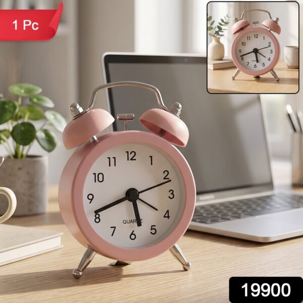 Mini Twin Bell Analog Alarm Clock Vintage Table Desk Loud Ringer (1 Pc)