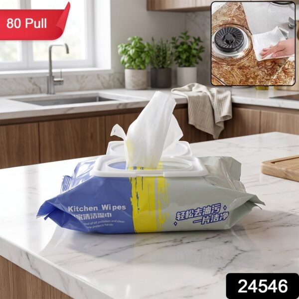 Kitchen Cleaning Wet Wipes for Oil and Grease Removal 80 Sheets Pack (1 Pc)