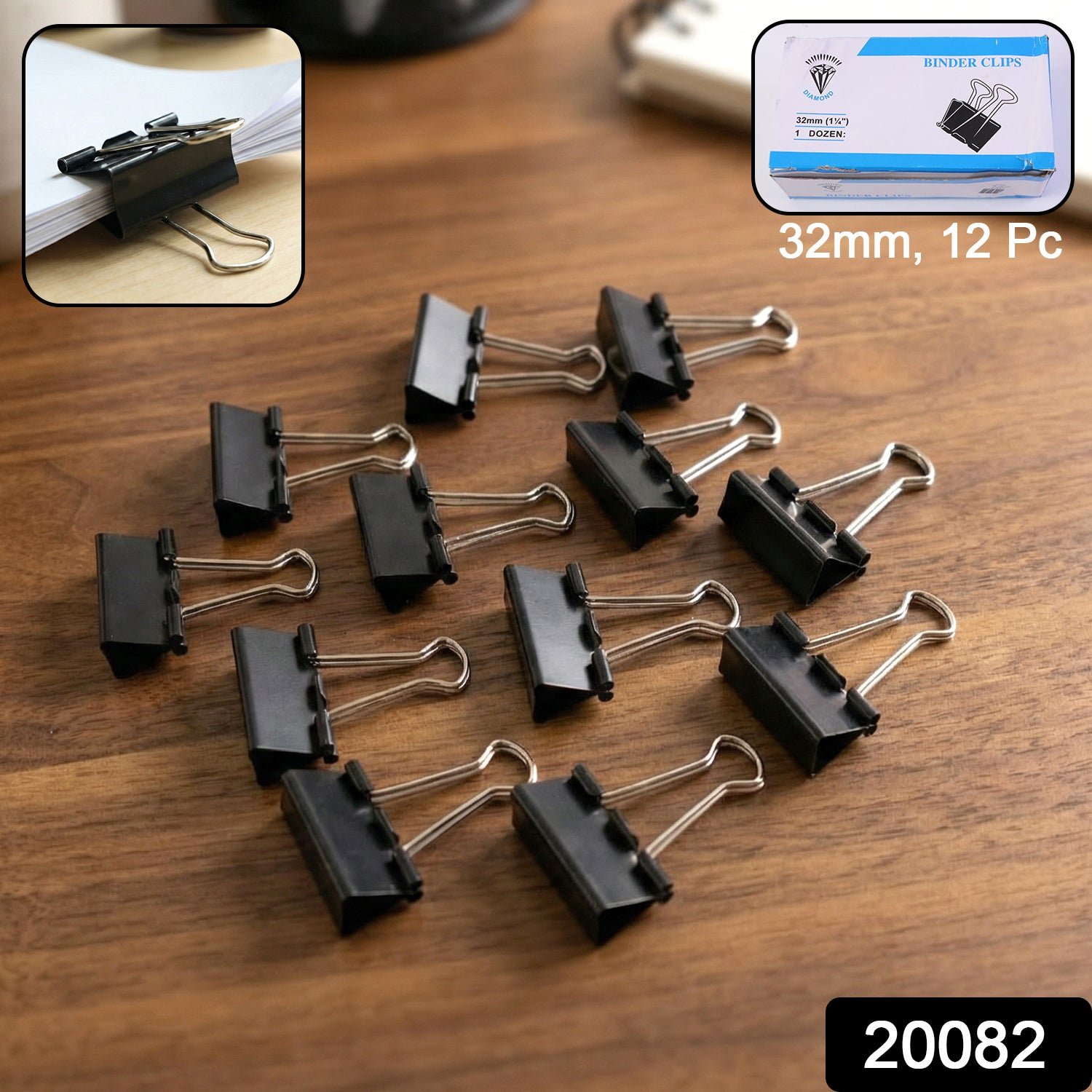 Binder Clips 32mm – Heavy-Duty Strong Metal Clips, 12 Pc Set