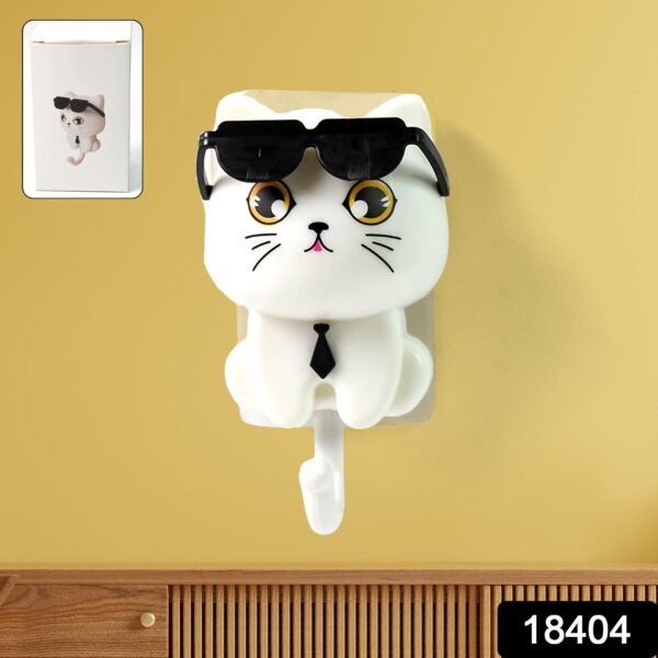 Cat Wall Hook – Cute Sunglasses Design, Self-Adhesive | Styleva