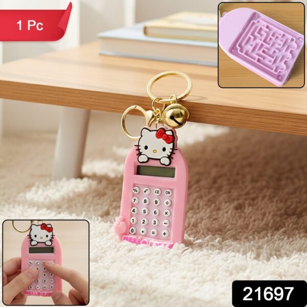Cartoon Cat Calculator Keychain – Portable Mini Digital Calculator