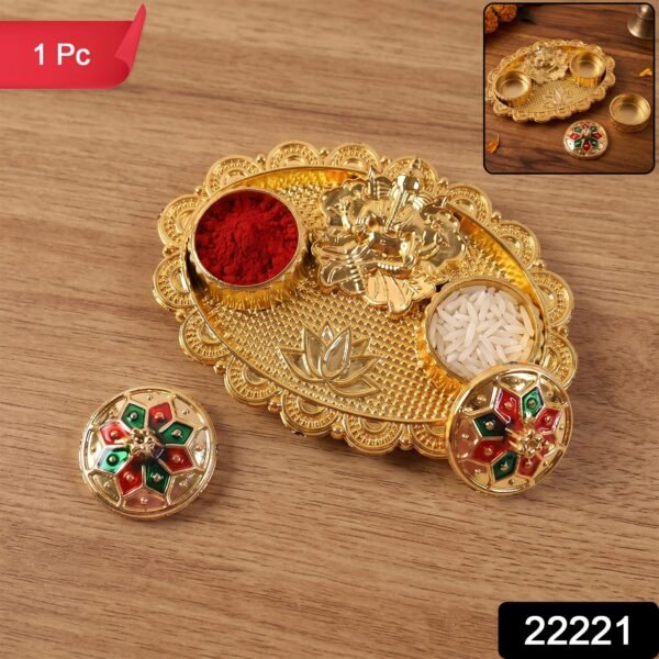 Ganesh Kumkum Holder, Elegant Meenakari Pooja Accessory
