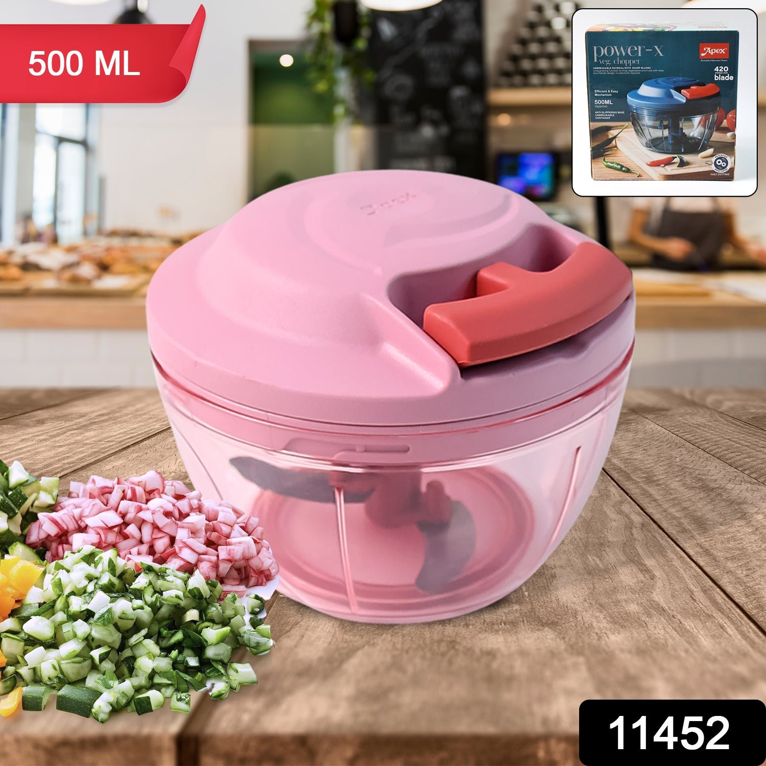 Hand-Pull Vegetable Chopper – 500ml Manual Food Processor