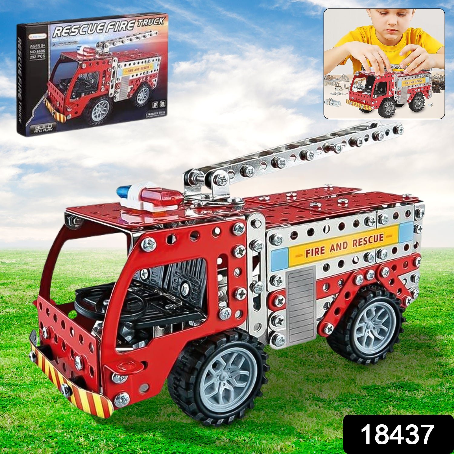 Metal Fire Truck Building Blocks – DIY STEM Kit for Kids | Little Blocks