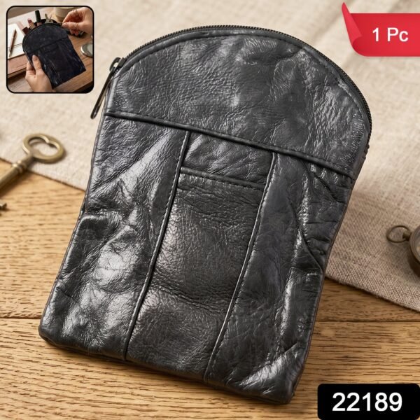 Leather Mini Zipper Pouch – Compact Coin & Card Organizer for Men & Women