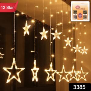 LED Curtain Lights – 12 Star Warm White for Home & Diwali | Giftoiza