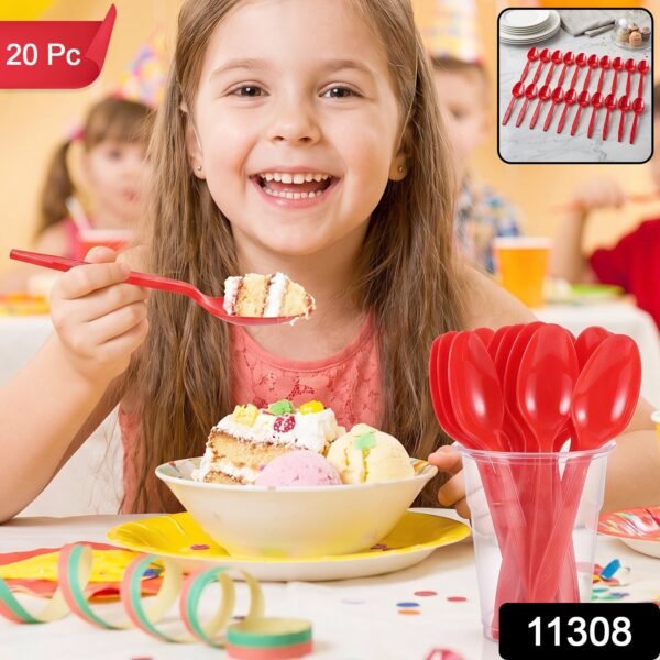 Plastic Spoon 20 Pc Set Reusable Dinner Spoons Unbreakable Cutlery (20 Pc Set)