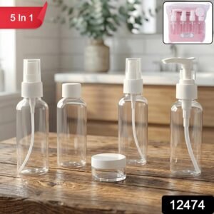 Travel Cosmetic Bottle Set – 5-in-1 Refillable Toiletry Containers