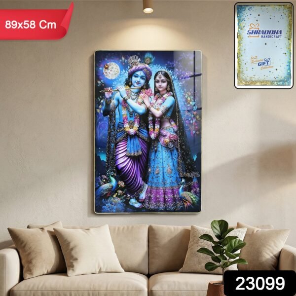 Radha Krishna Wall Frame – Large Artistic Decor for Devotees