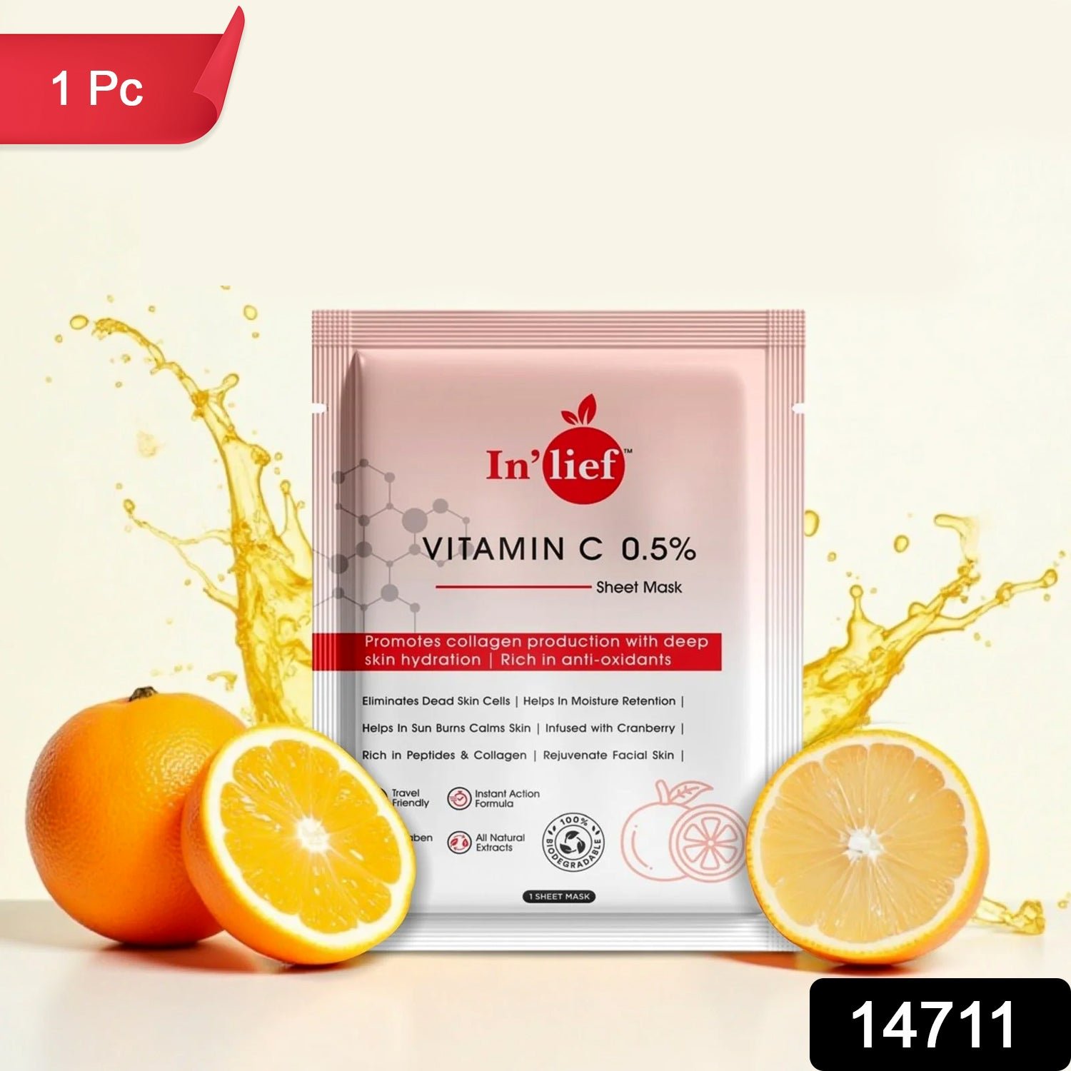 Vitamin C Facial Sheet Mask – Hydrating & Brightening Glow