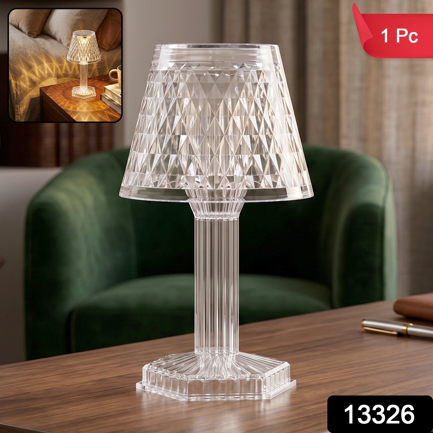 Crystal Table Lamp – Cup Shape LED Bedside Light | Styleva