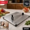 Stainless Steel 2 in 1 Cutting and Chopping Board with Knife for Ki...