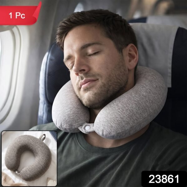 sku_98f2ffac-7b6e-4d3e-b496-58464bf0c1c3.jpg U Shaped Soft Travel Neck Pillow Grey Melange Head Neck Support (1 Pc)