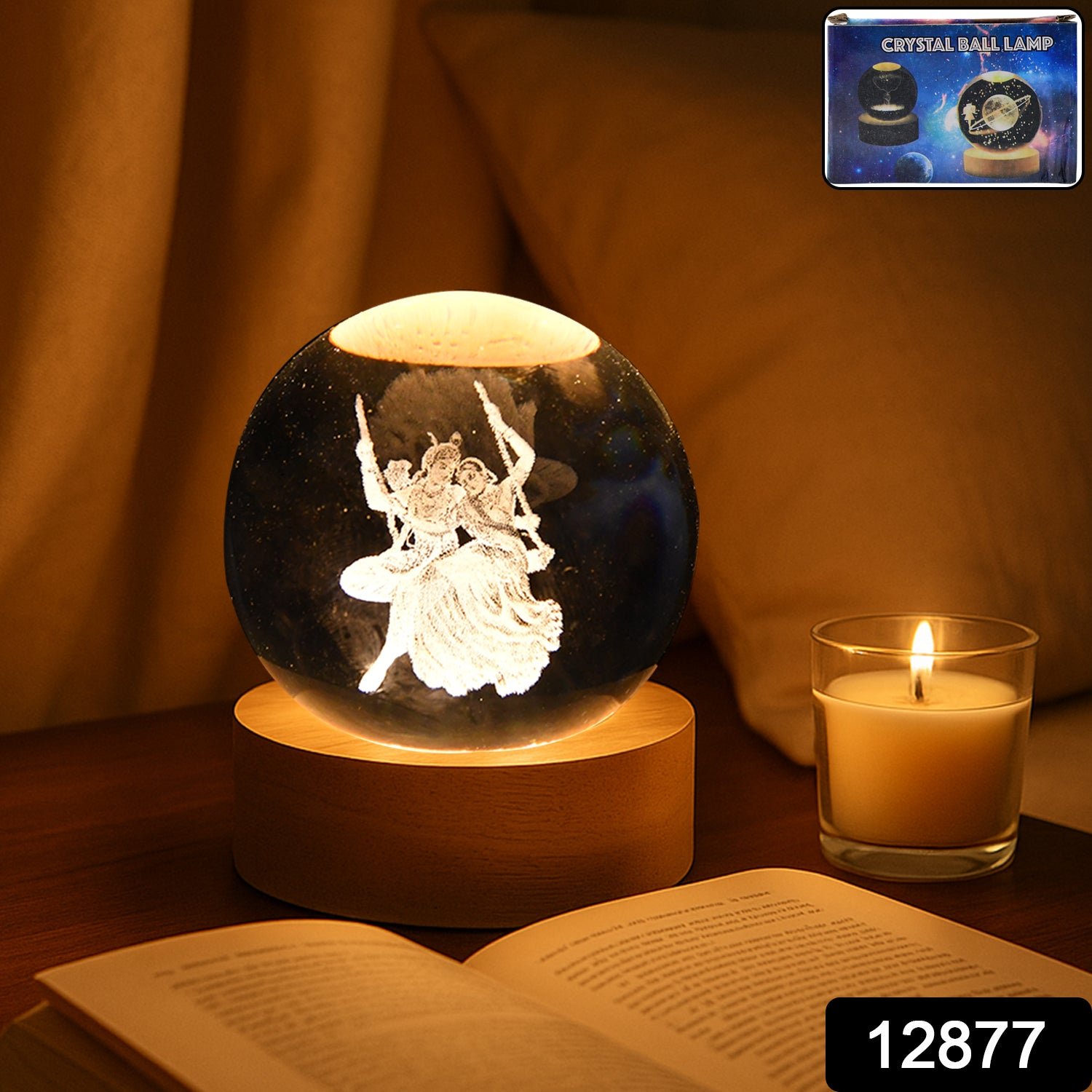 Radha Krishna 3D Crystal Ball Lamp – Divine Home Decor |