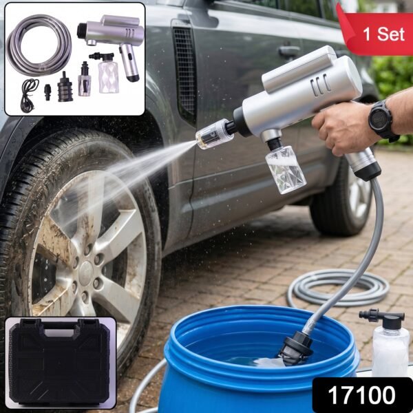 High Pressure Cordless Car Washer Gun Kit – Portable with Hose & Foam