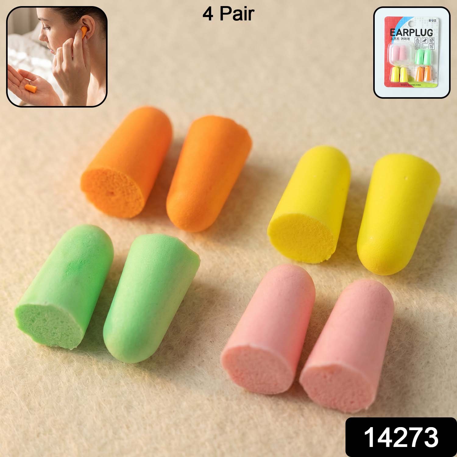 Soft Foam Earplugs – Comfortable Noise Reduction 4 Pairs