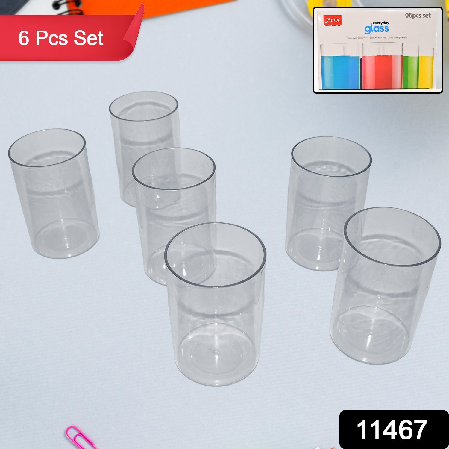 Durable Plastic Glass Set – 6 Lightweight, Unbreakable Tumblers