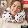 U-Shaped Travel Neck Pillow, Cute Cow Print Soft Plush Pillow for Travel (1 Pc)