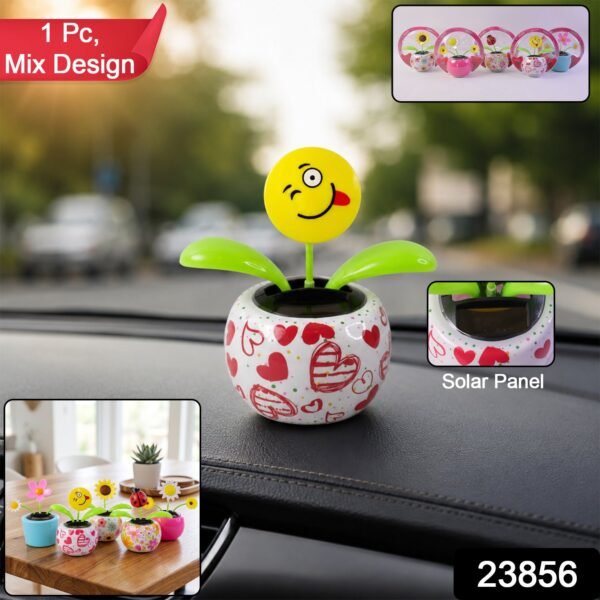 Solar Dancing Flower Toy with Pot for Car Dashboard and Desk Decor (1 Pc)