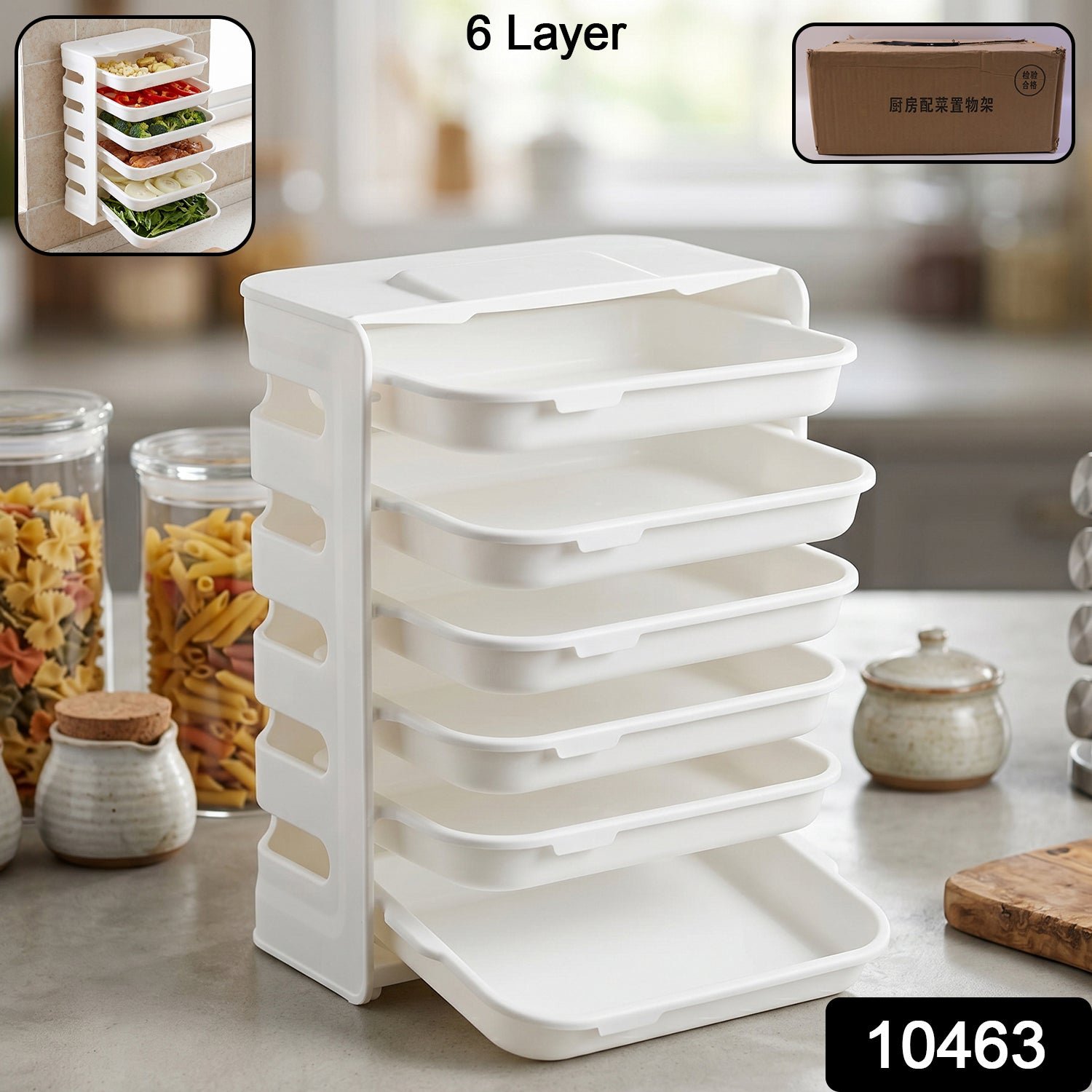 6-Layer Wall Mounted Food Storage Rack – Space-Saving Kitchen Organizer