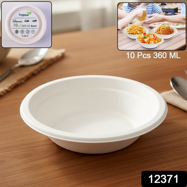 Disposable Food Serving Bowl Set – 360ml Capacity, 10 Pieces