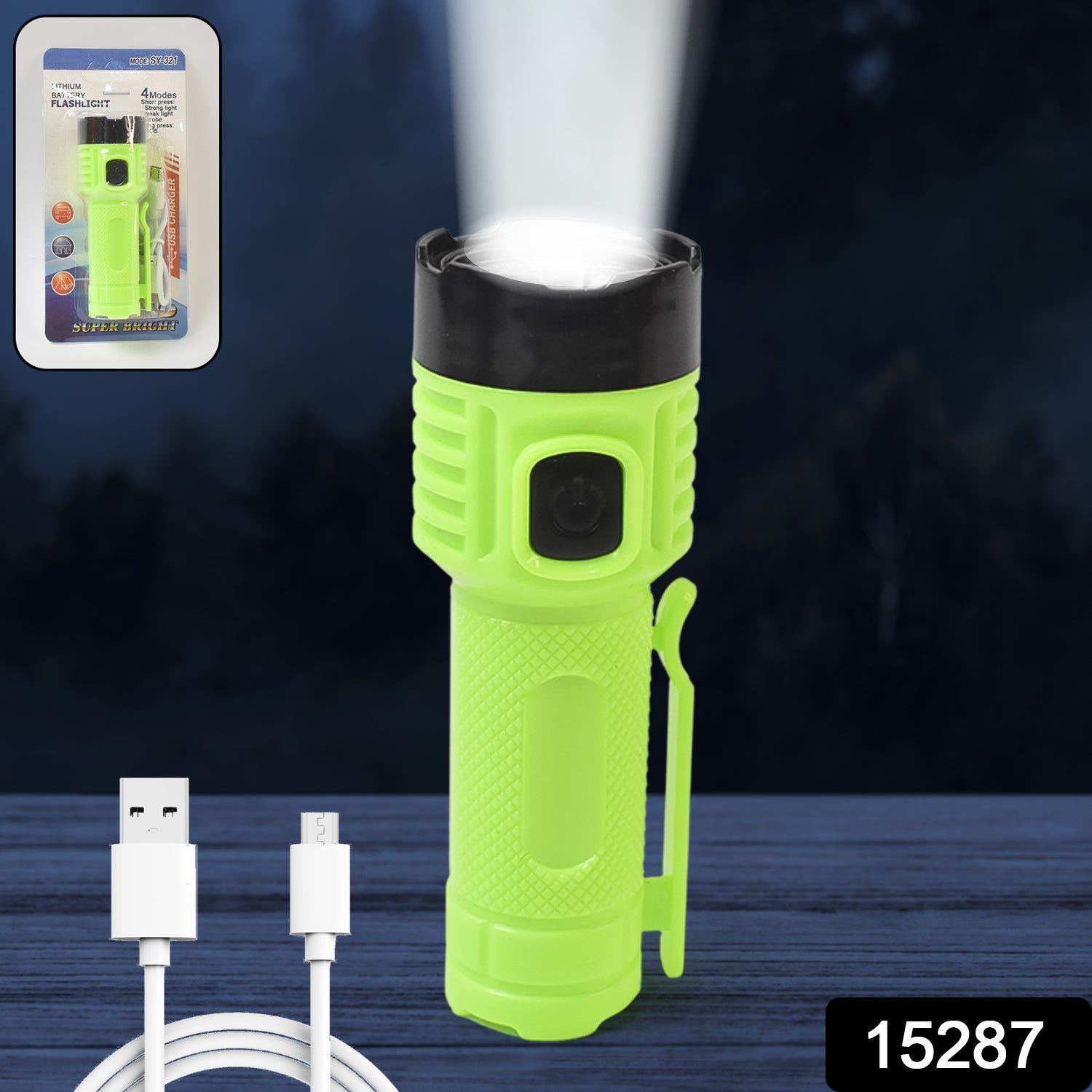 sku_e1f17742-06e5-496c-89ea-1d7740731a8e LED Flashlight Torch – USB Rechargeable with 4 Lighting Modes