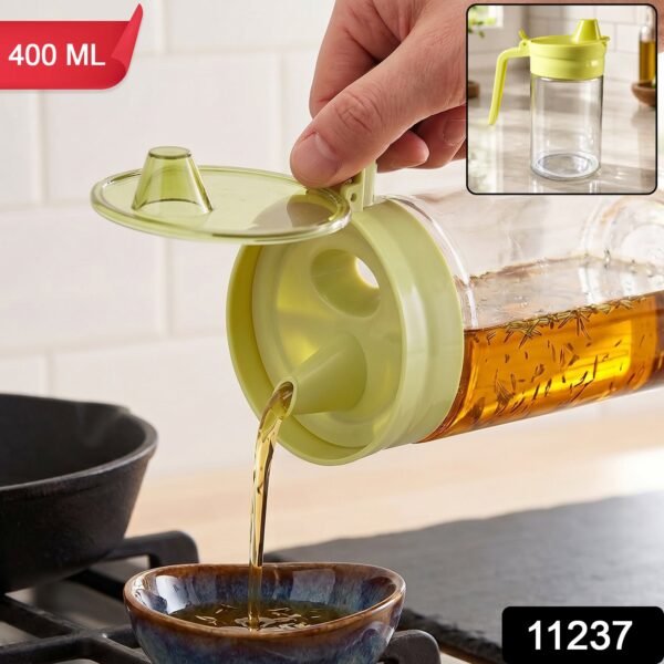 400 ML Glass Oil Dispenser Bottle with Drip Free Lid for Kitchen (1 Pc)