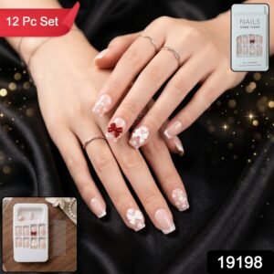 Press-On Nail Tips – Glitter 3D Floral Design with Strong Glue (Mix Design)