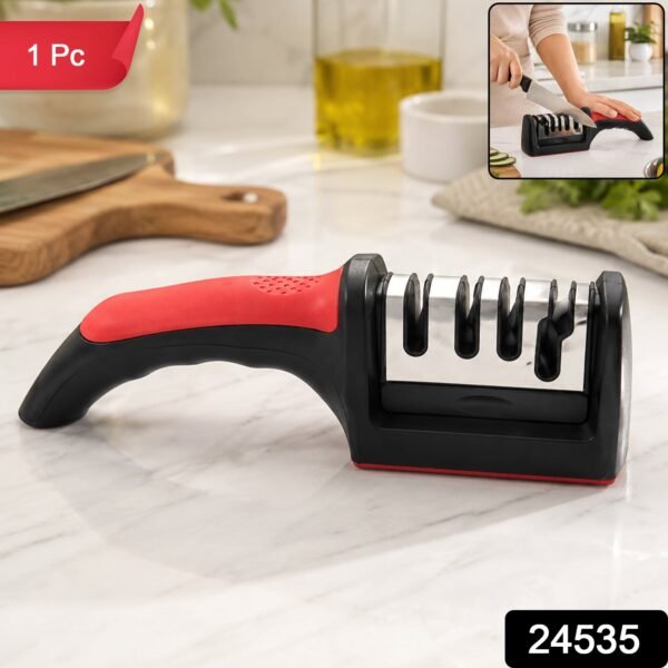 4 Stage Knife Sharpener Tool for Kitchen Knives with Non Slip Handl...