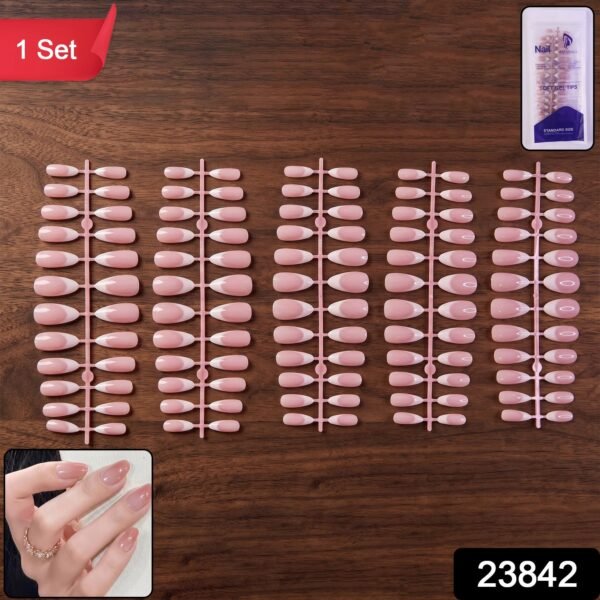 Artificial Nail Tips Set – Elegant French Manicure at Home