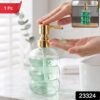 Transparent Glass Liquid Soap Dispenser Bottle with Gold Pump (1 Pc)