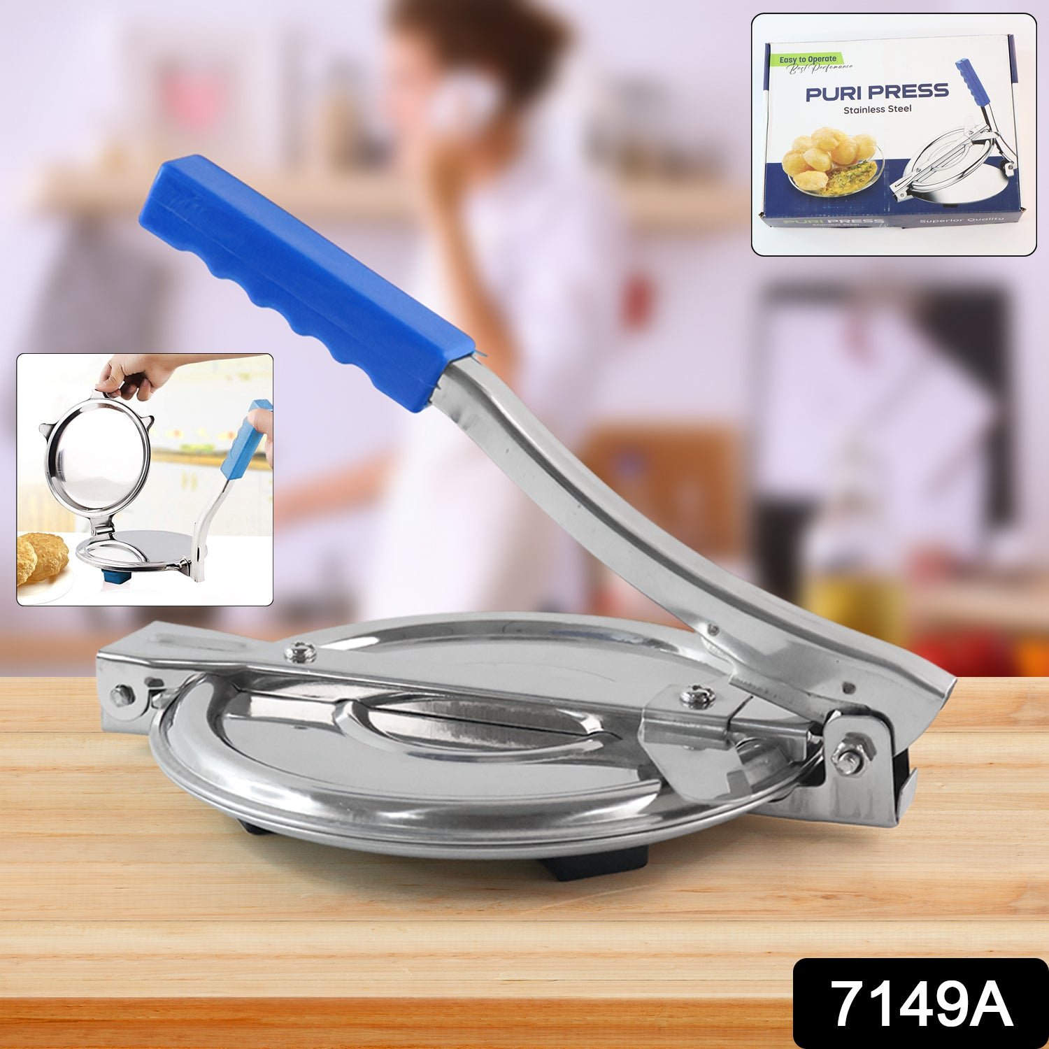 Puri Press Maker – Stainless Steel with Non-Slip Handle | Styleva