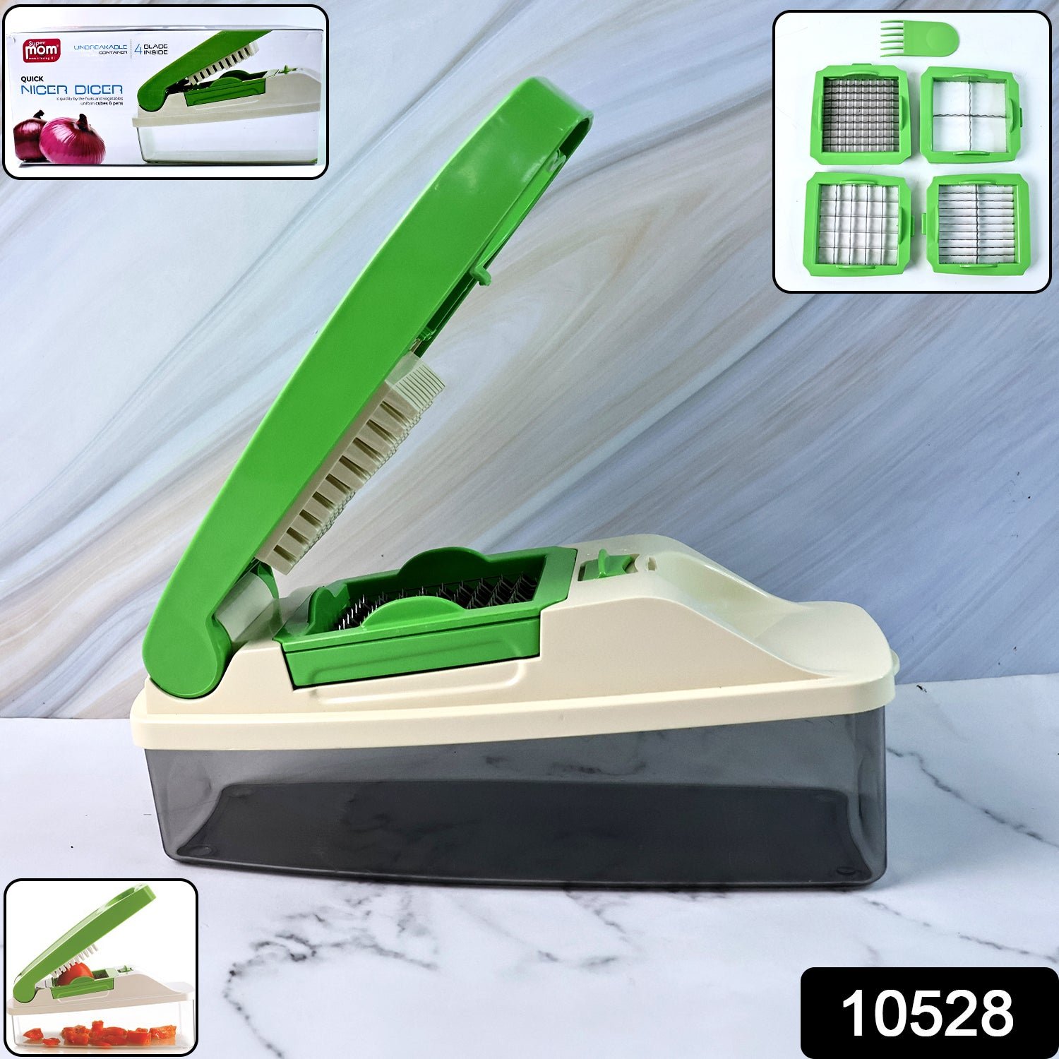 Vegetable Chopper – Quick Nicer Dicer with 4 Stainless Blades