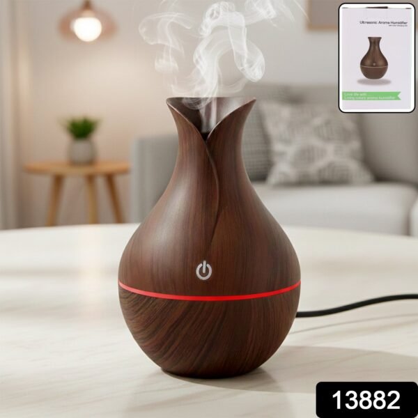 Mini Wooden Humidifier – Ultrasonic Mist Diffuser with LED | Indo Glow