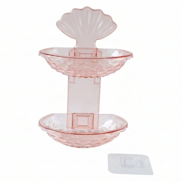 2 In 1 Double Layer Plastic Soap Dish Holder Wall Mounted Self Adhesive (1 Pc)